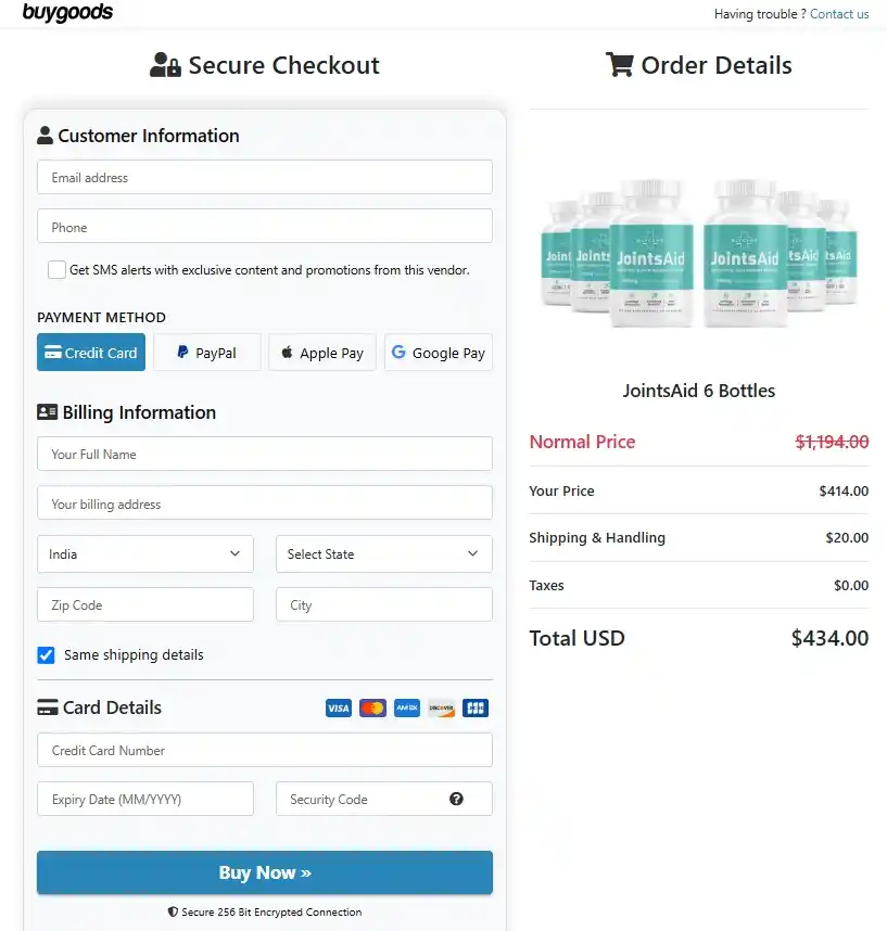 JointsAid JointsAid Order Page